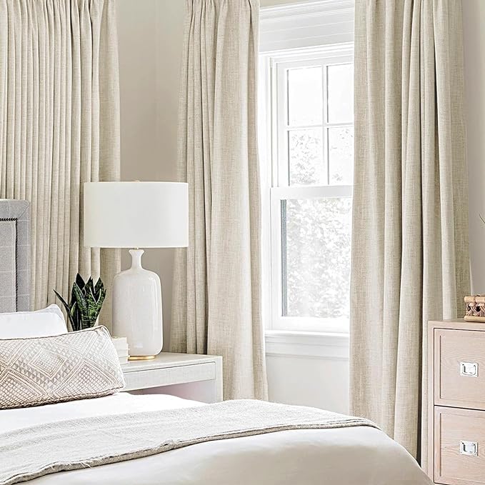 MIULEE 100% Blackout Linen Textured Curtains