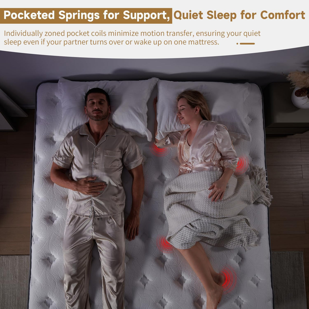 Queen Mattress 14 Inch, Hybrid Memory Foam Mattress with Zoned Pocket Springs Support and Motion Isolation, Medium Firm Feel Pressure Relief for Bed 80" x 60"