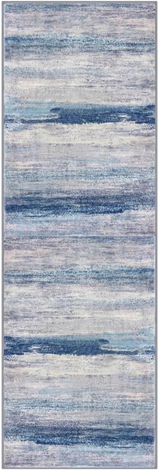 KOZYFLY Modern Abstract Hallway Runner Rug, 2.6x8 Washable Rug Runner Non-Slip