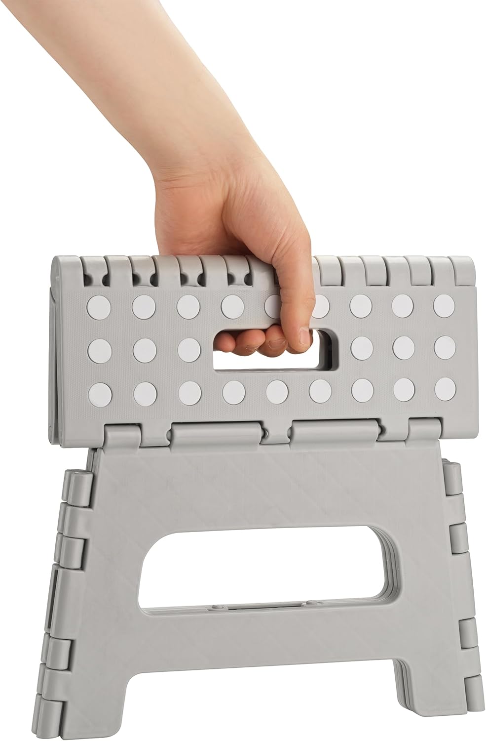 Handy Laundry - Folding Step Stool - Sturdy Enough Collapsible Stool to Support Adults and Safe Enough for Kids - Opens Easy with One Flip - Great for Kitchen, Bathroom or Bedroom (Grey - 8 Inch)