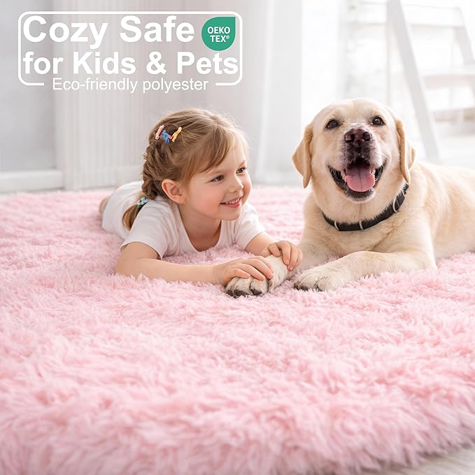 Amdrebio Pink Round Area Rugs 7Ft