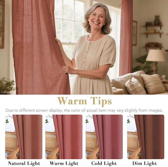 H.VERSAILTEX Living Room Linen Curtains Semi Sheer Curtains Nickel Grommet