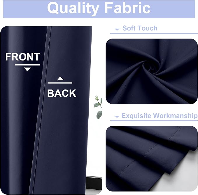 Simplebrand Ava Navy Blue Short 36 Inches Blackout Curtain 2 Panels Set