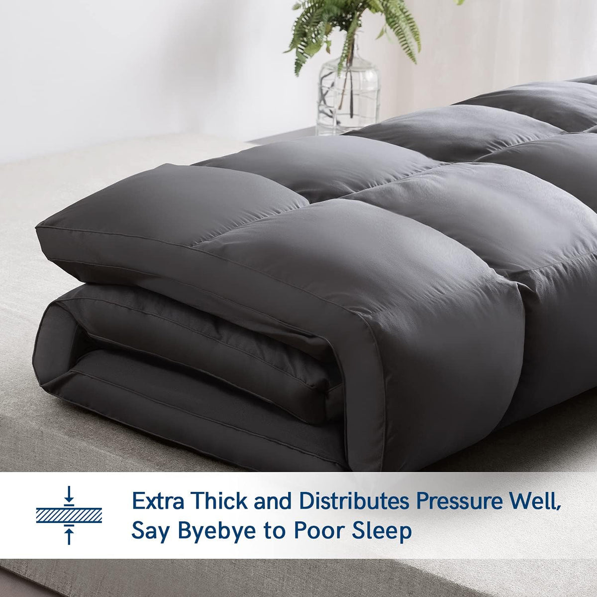 ELEMUSE Queen Grey Mattress Topper for Back Pain, Extra Thick Mattress Pad Cover, Plush Soft Pillowtop with Elastic Deep Pocket, Overfilled Down Alternative Filling