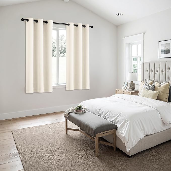 MIULEE Beige White Blackout Curtains