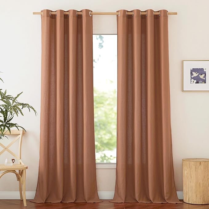 NICETOWN Caramel Linen Curtains