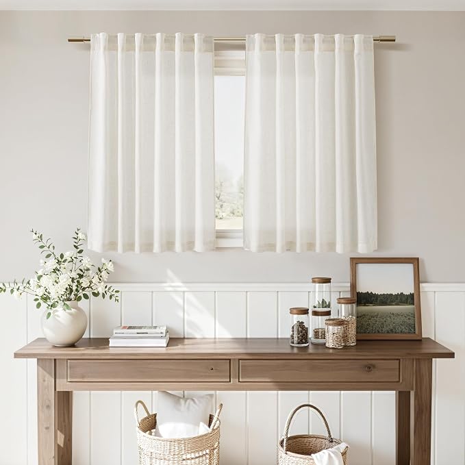 Nanspring 30 Inch Long Cream Curtains