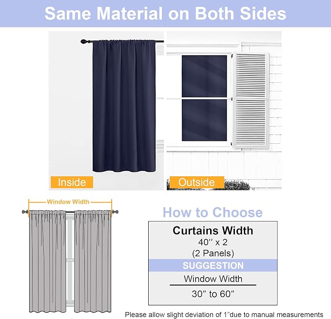 Simplebrand Ava Navy Blue Blackout Curtains