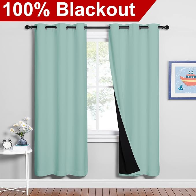 NICETOWN 100% Blackout Window Curtain Panels, Full Light Blocking Drapes