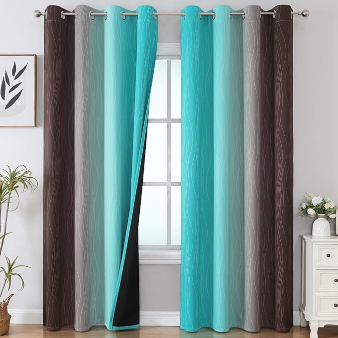 Estelar Textiler Full Room Darkening Gradient Blackout Curtains 96 Inch Length