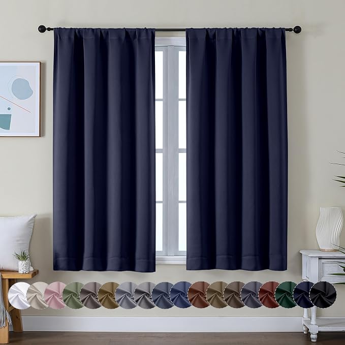 Simplebrand Ava Navy Blue Short Blackout Curtains