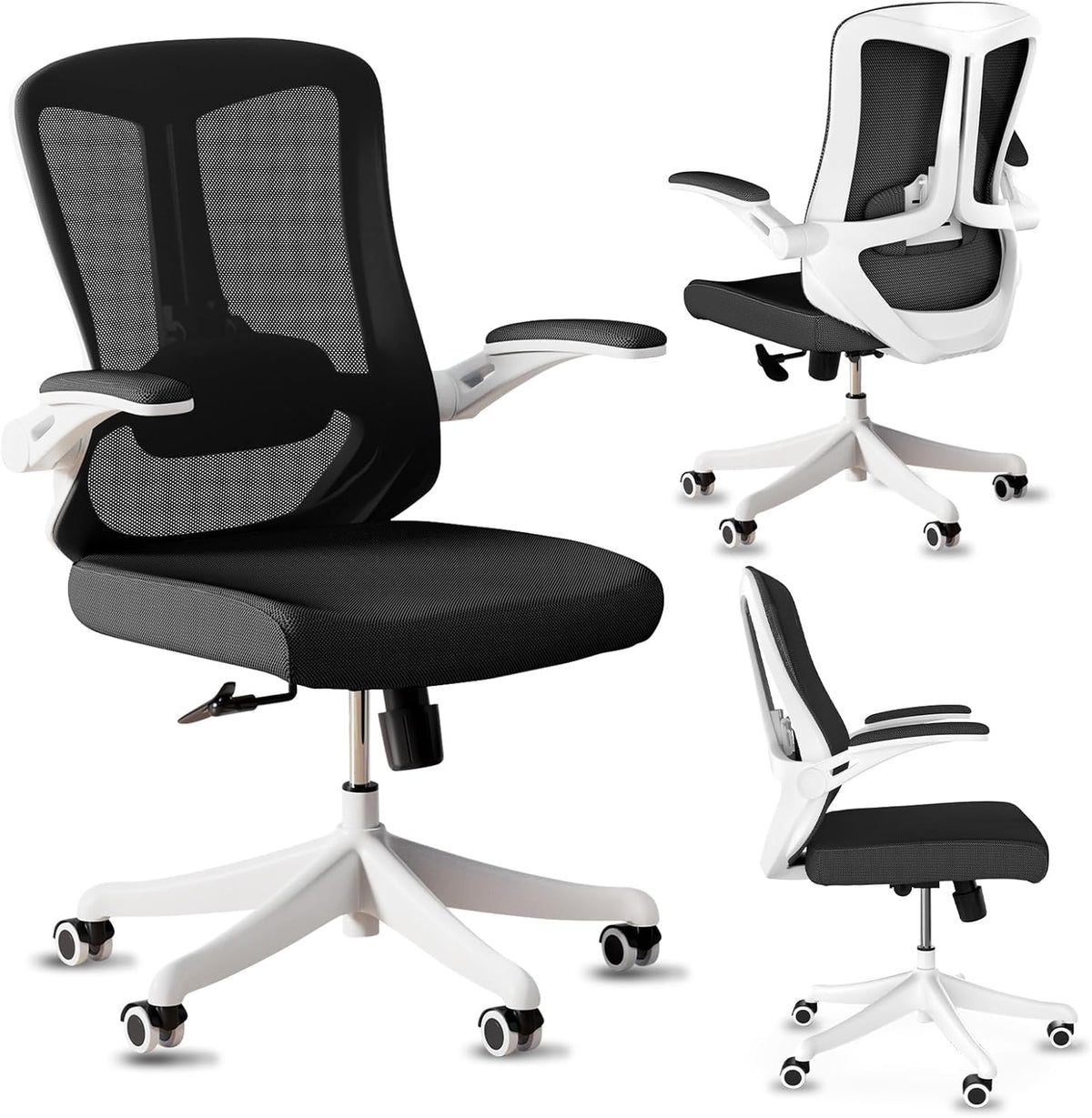 Mesh Office Chairs, High Back Ergonomic Office Chair with Lumbar Wide Comfty Compute Desk Chair for Home & Office Bedroom Study Student (Black)