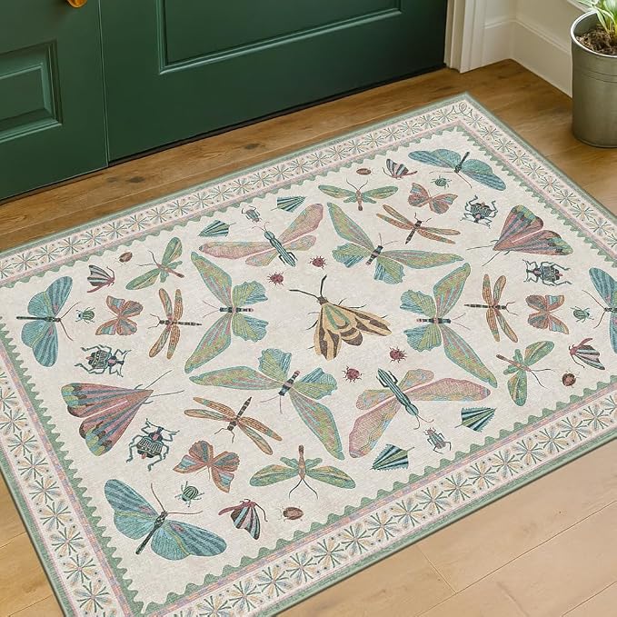 Hazo Haus Washable Boho Bathroom Rug 2x3, Small Throw Rugs