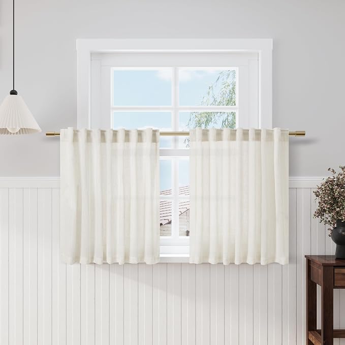 Nanspring Cafe Semi Sheer Linen Textured Valances