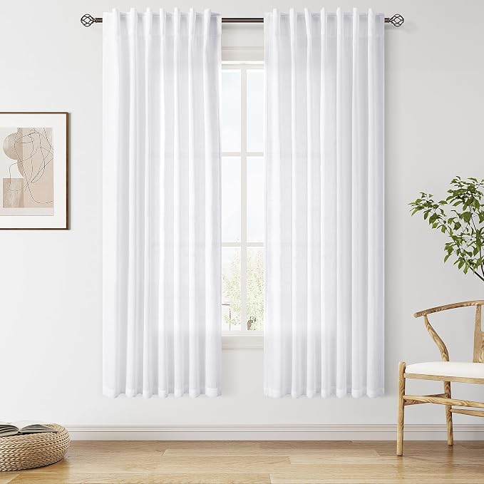 Snow White Linen Curtains 72 Inches Long