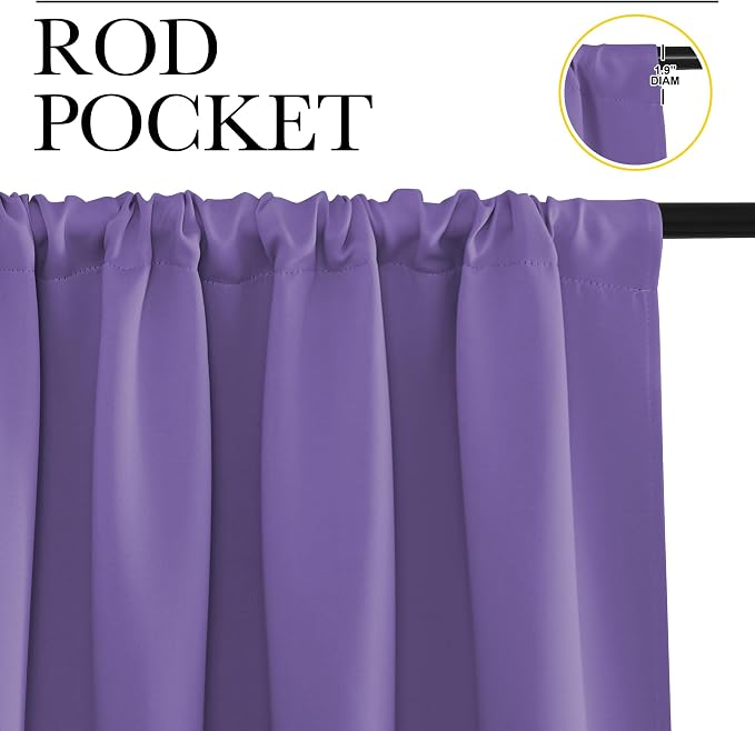 NICETOWN Window Curtains for Bedroom, Lilac Purple, 2 Panels, W42 x L48 -Inch