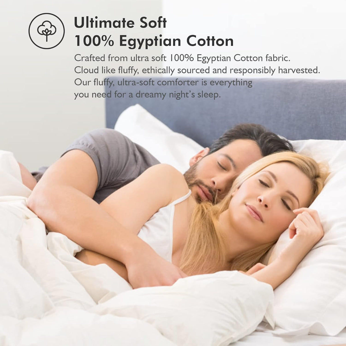 Luxurious White Solid Medium Weight, Palatial King Size Goose Feathers Down Comforter for All-Season Weather, 120 X 98 inches, Premium Baffle Box, 100% Egyptian Cotton Cover, 85 oz. Fill Weight