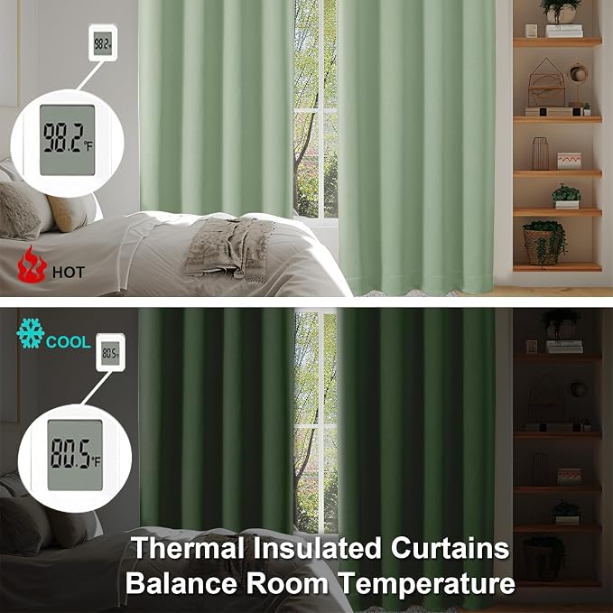 Simplebrand Ava Light Green Blackout Curtains
