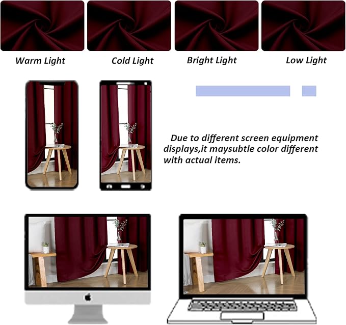 Simplebrand Ava Burgundy Blackout Curtains