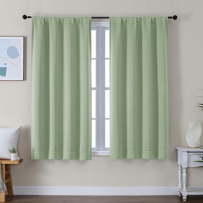 Simplebrand Ava Light Green Short Blackout Curtains