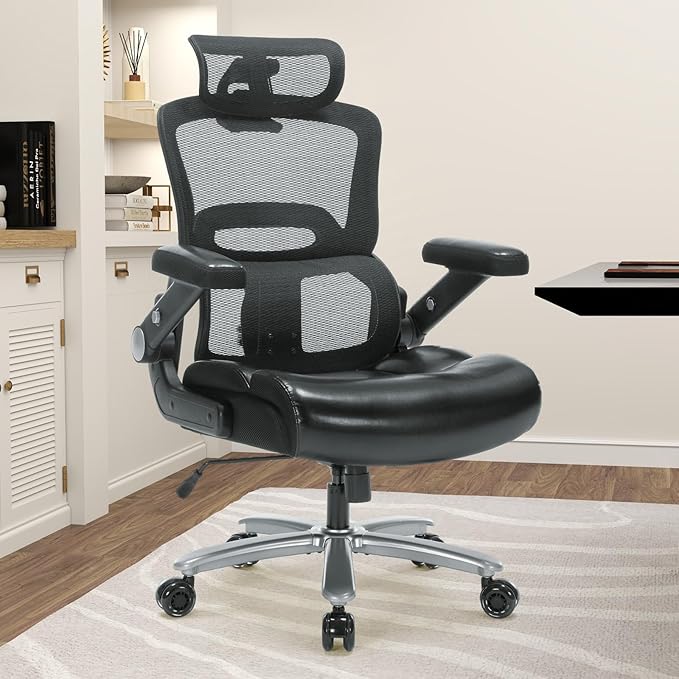 500 lbs Ergonomic Office Chair,3D Headrest and Armrests Big Executive Chair,Adjustable Lumbar Support Desk Chair,Thickened Seat Cushion,360° Silent Rolling Wheels,Perfect for Home Office, Gaming Room
