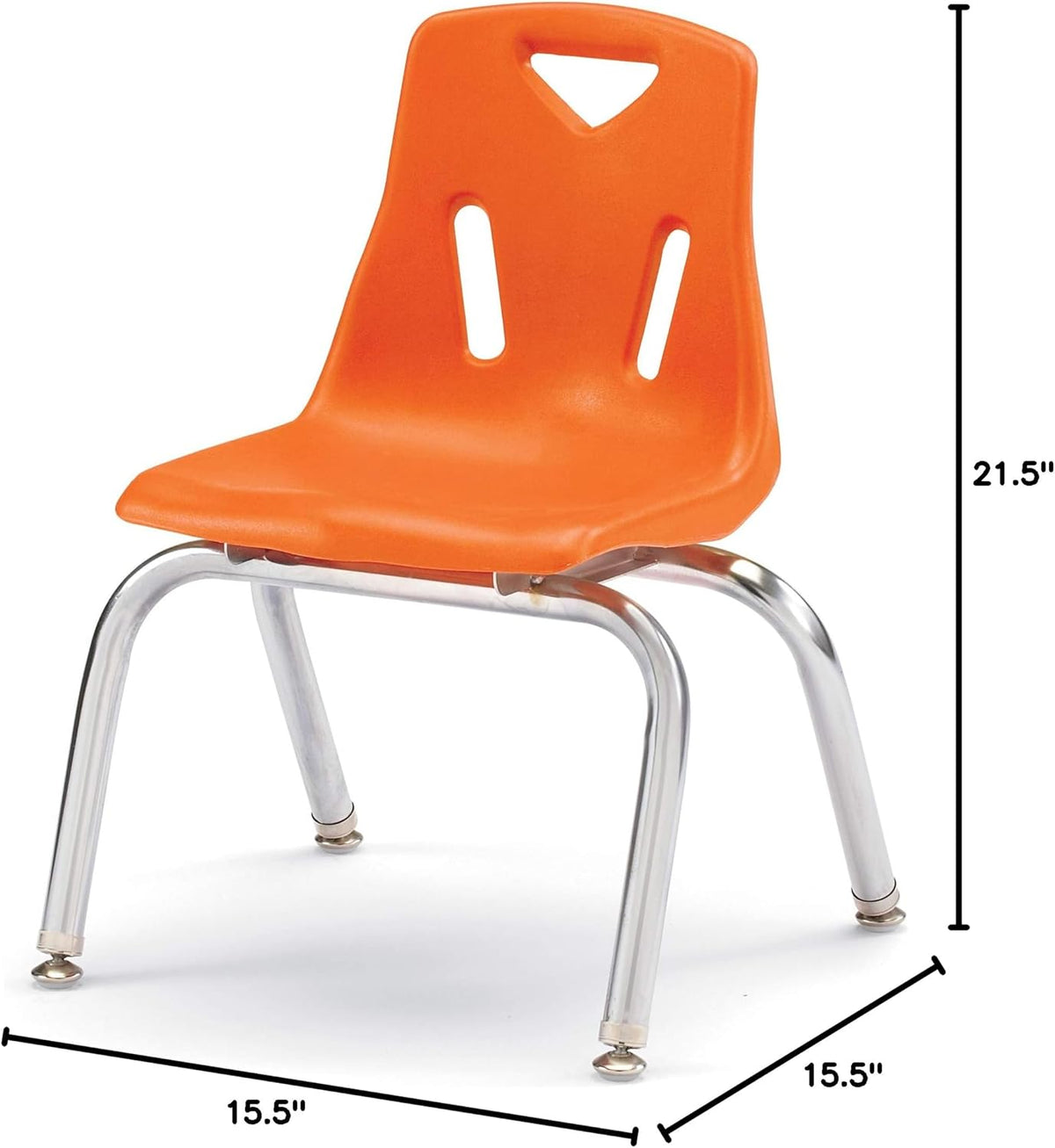 Jonti-Craft Berries 8142JC1114 Stacking Chair with Chrome-Plated Legs, 12" Height, Orange