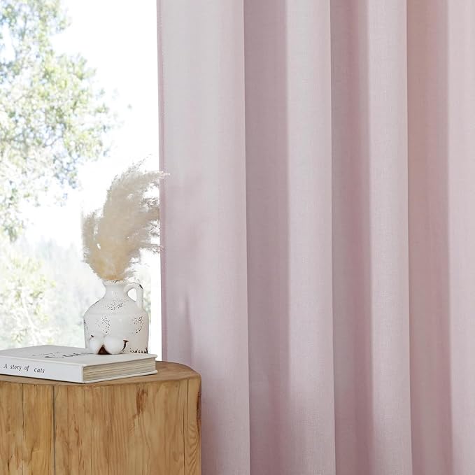 NICETOWN Blush Pink Linen Curtains