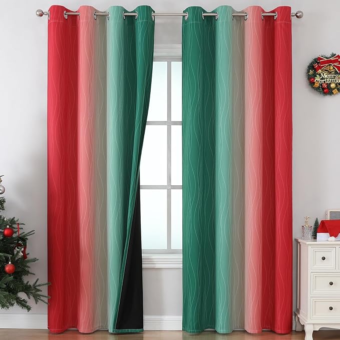 Estelar Textiler Red and Green Ombre Blackout Curtains
