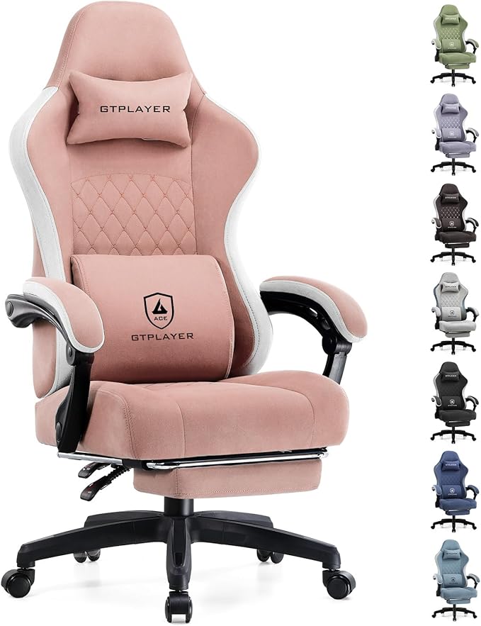 GTPLAYER Gaming Chair, Computer Office Chair with Pocket Spring Cushion, Linkage Armrests and Footrest, High Back Ergonomic Computer Chair with Lumbar Support Task Chair with Footrest