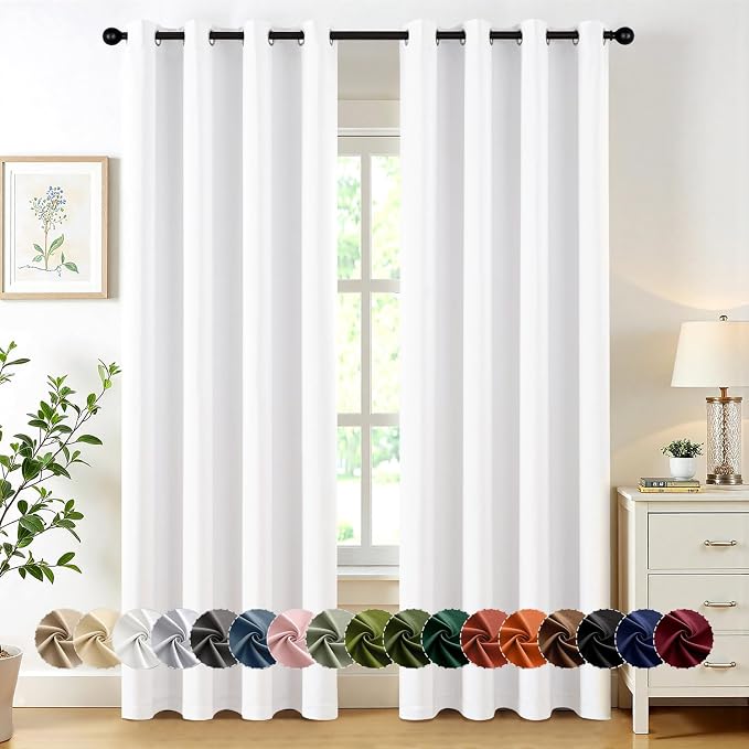 MIULEE Pure White Blackout Curtains