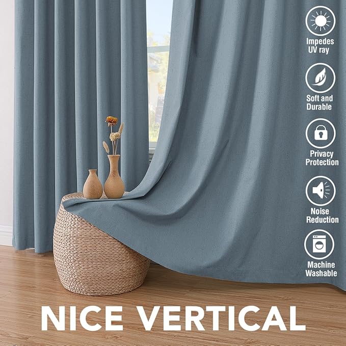 H.VERSAILTEX Linen Blackout Curtains 72 Inches Long 100% Blackout Thermal