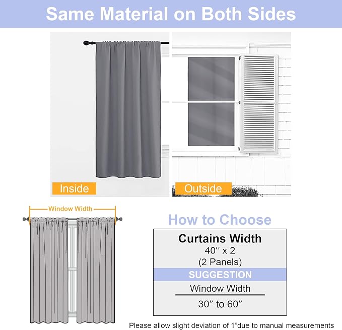 Simplebrand Ava Light Grey Short Blackout Curtains