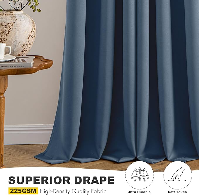 MIULEE Stone Blue Blackout Curtains