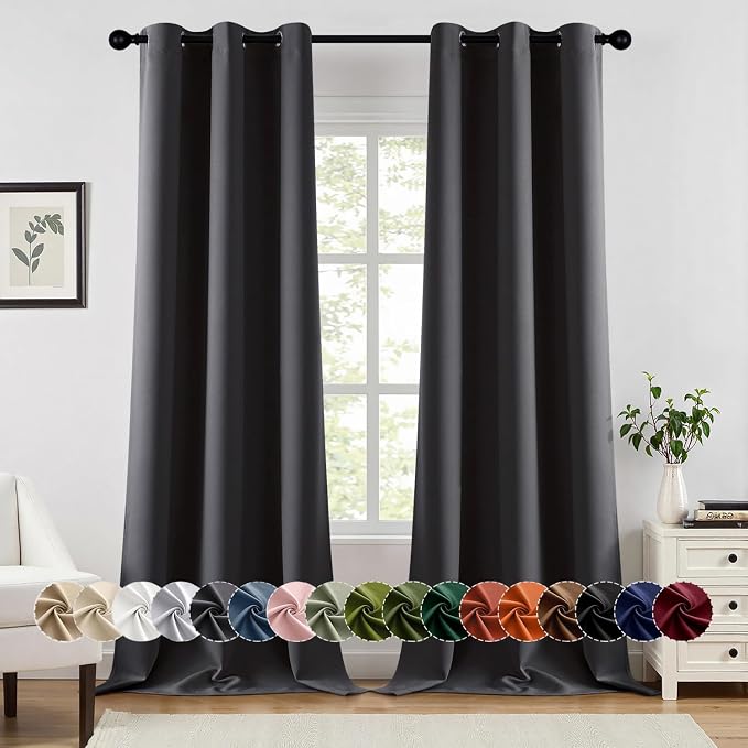 MIULEE Dark Grey Blackout Curtains