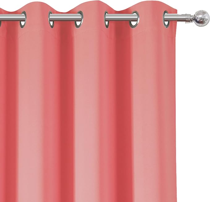LEMOMO Blackout Curtains 52 x 95 inch/Coral Curtains Set of 2 Panels/Thermal