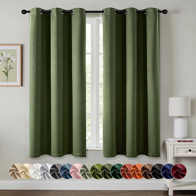 MIULEE Olive Green Blackout Curtains