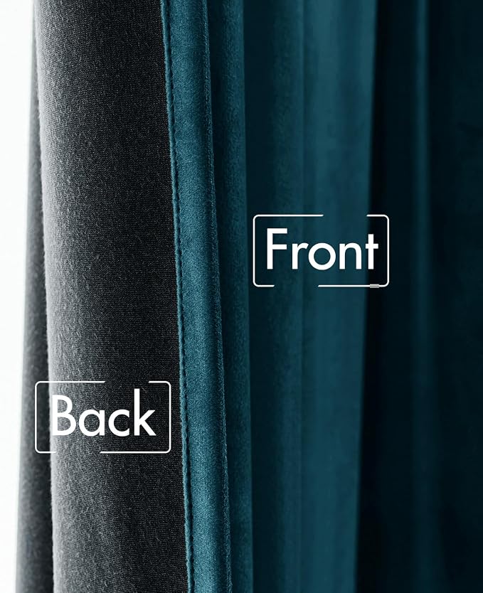 MIULEE Blue Velvet Curtains 96 inches 2 Panels