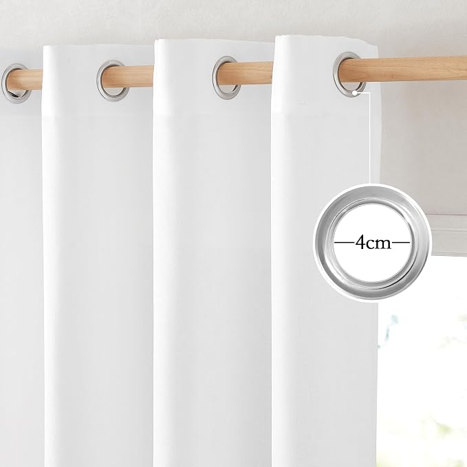 NICETOWN White Linen Curtains 102 inches Long