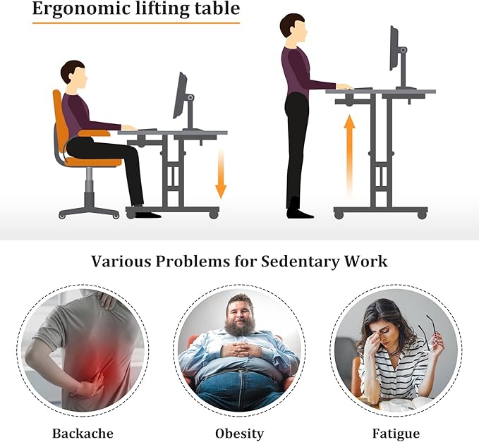 Small Standing Desk with Wheels, Mobile Stand Up Desk, Portable Standing Table on Wheels for Walking Pad, Rolling Computer Desk Adjustable Height, Tall Table