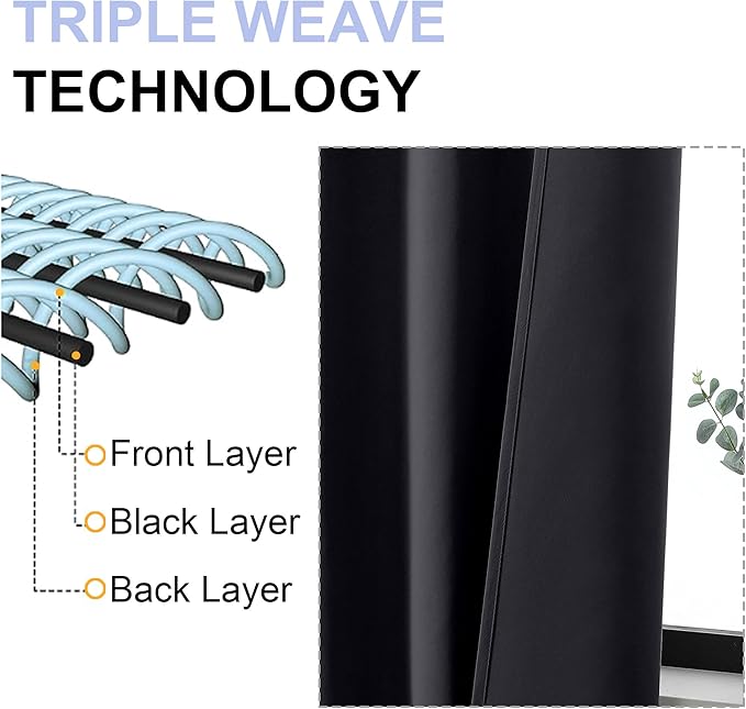 Simplebrand Black Blackout Curtains