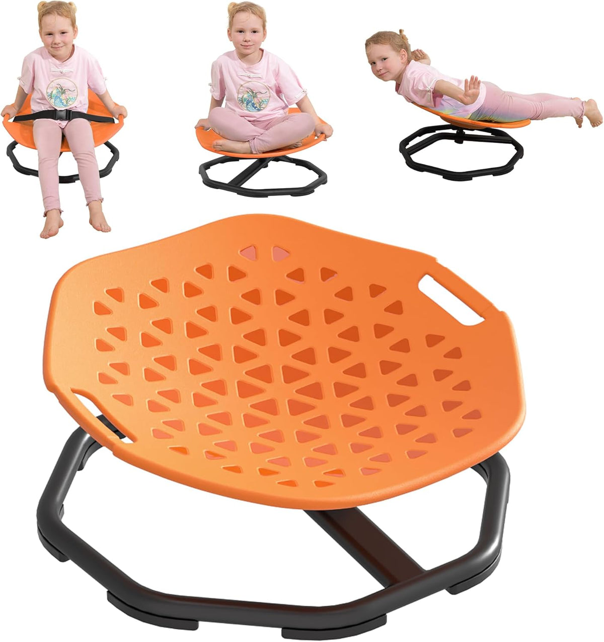 Sensory Spinning Chair for Autistic Kids,Upgraded Swivel Chair for Kids with Handles, Improves Focus and Balance, Ideal for Indoor and Outdoor Play Equipment (Safety Belt Included)