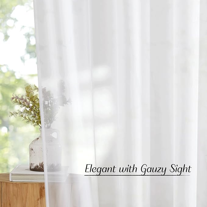 NICETOWN White Sheer 30 inch Curtains