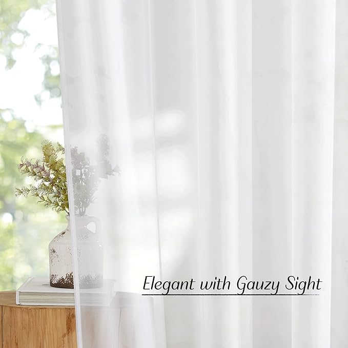 NICETOWN White Sheer 102 inch Curtains