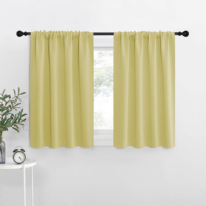NICETOWN Kitchen Curtains, Paler Yellow, Short Blackout Curtains & Drapes