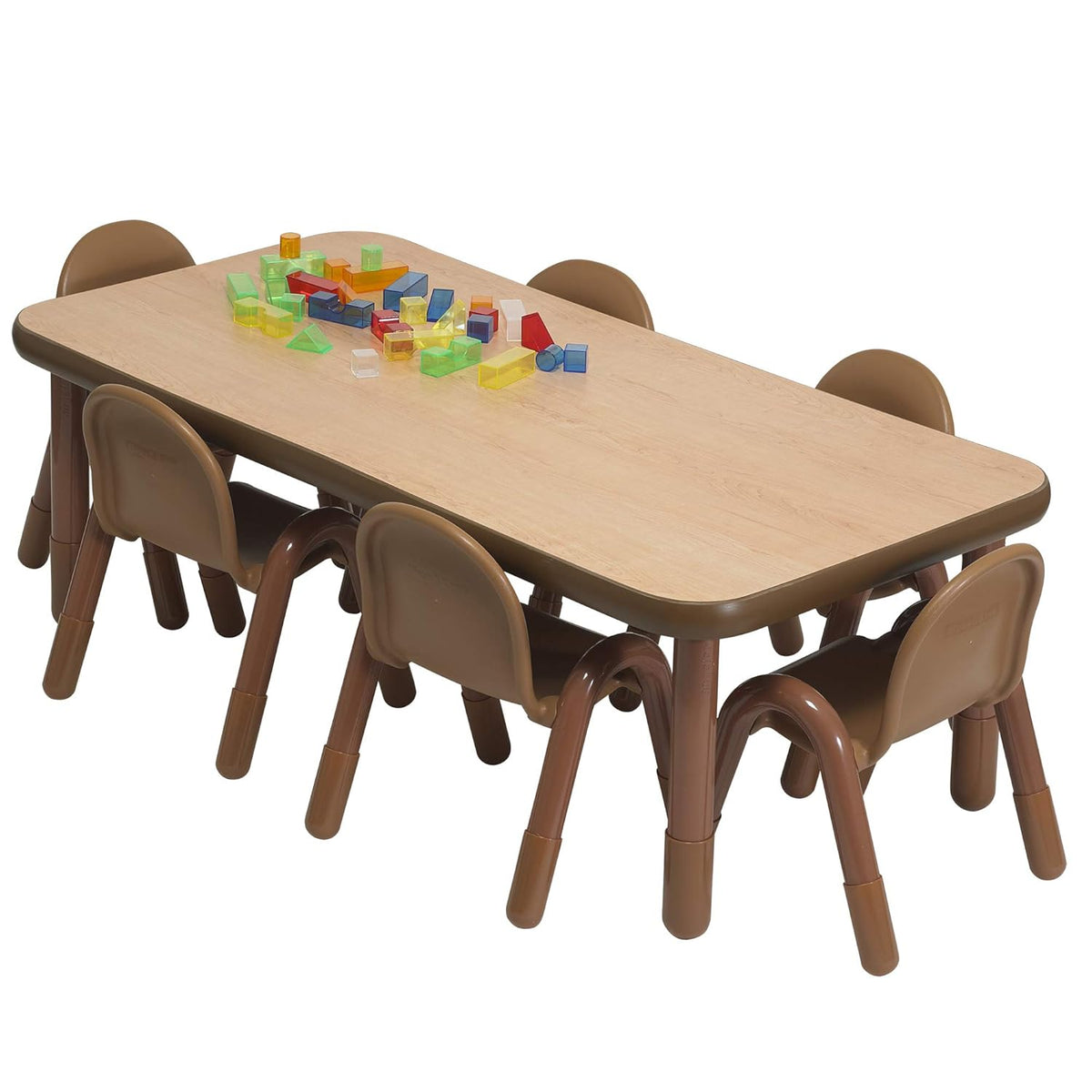 Children’s Factory Baseline Preschool 60" x 30" Rectangular Table & Chair Set - Natural Wood - AB74620NW1