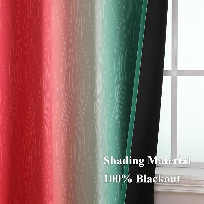 Estelar Textiler Red and Green Blackout Curtains