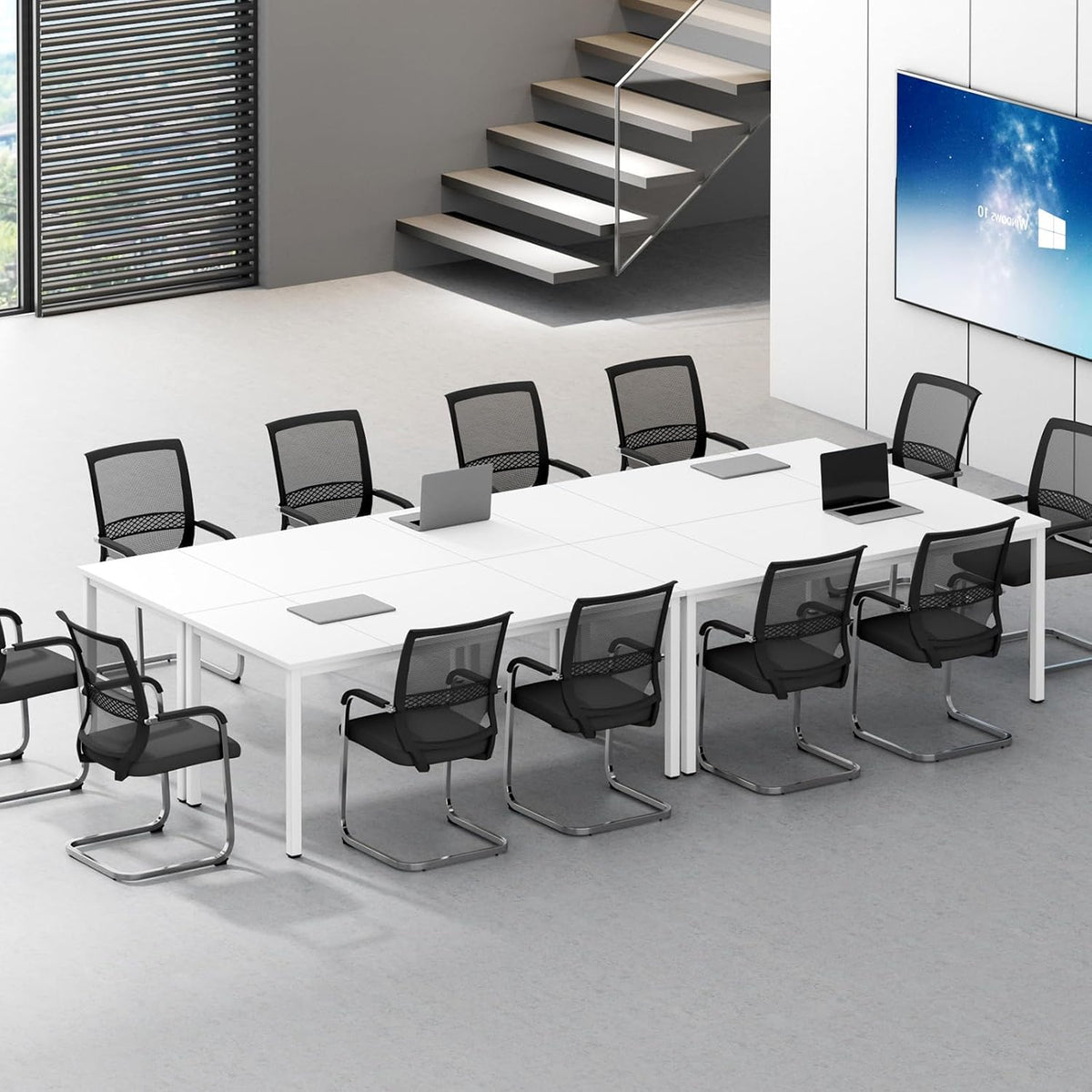 DlandHome 71 inches X-Large Computer Desk, Composite Wood Board, Decent and Steady Home Office Desk/Workstation/Table,White,23.6Wide