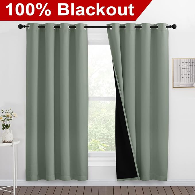 NICETOWN 100% Blackout Window Curtain Panels, Full Light Blocking Drapes