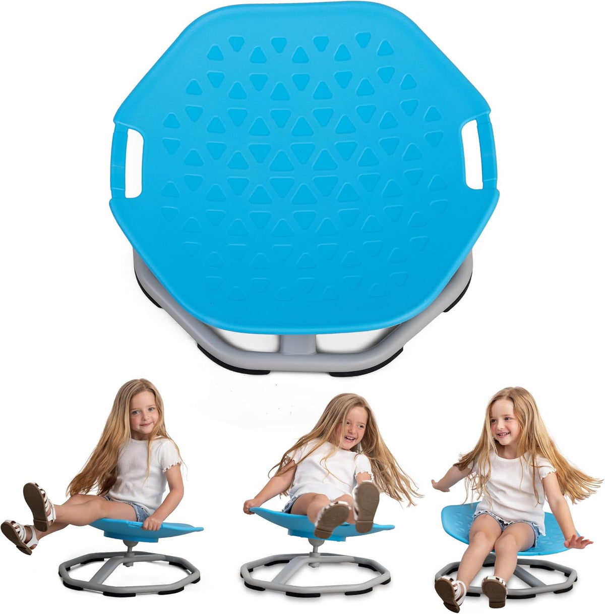 Special Supplies Spinning Chair for Kids- Versatile Kids Sit and Spin Sensory Chair for Training Body Coordination - Sensory Swivel Chair for Playroom, Bedroom, or Nursery (Blue)