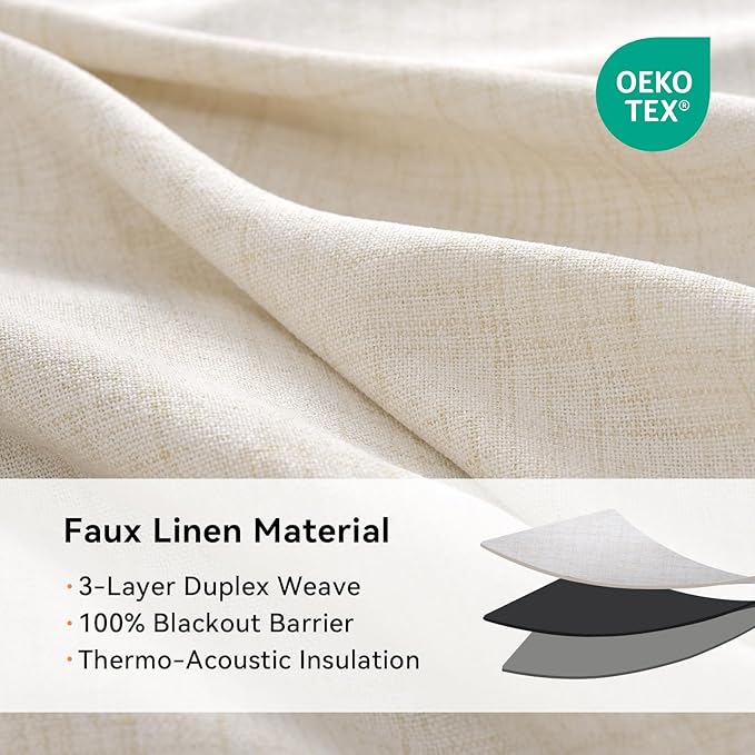 100% Blackout Shield Linen Blackout Curtains